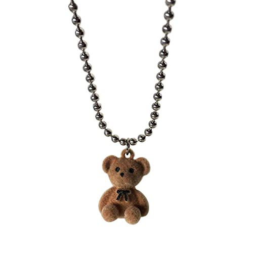 Kawaii Teddy Bear Pendant Necklace for Girls