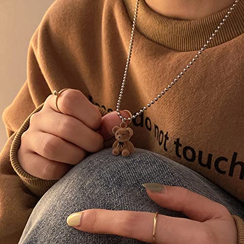 Kawaii Teddy Bear Pendant Necklace for Girls