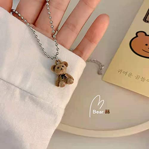 Kawaii Teddy Bear Pendant Necklace for Girls