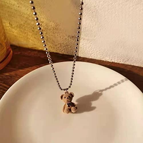 Kawaii Teddy Bear Pendant Necklace for Girls