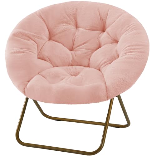 Kawaii Faux Fur Folding Saucer Chair - Pink