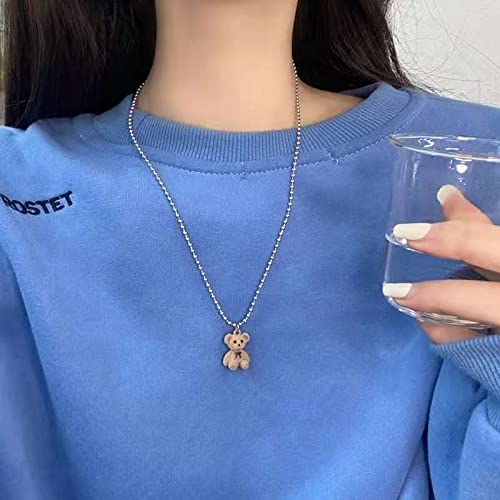 Kawaii Teddy Bear Pendant Necklace for Girls