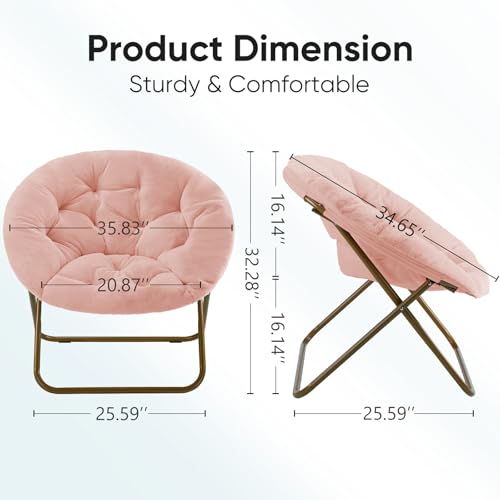 Kawaii Faux Fur Folding Saucer Chair - Pink