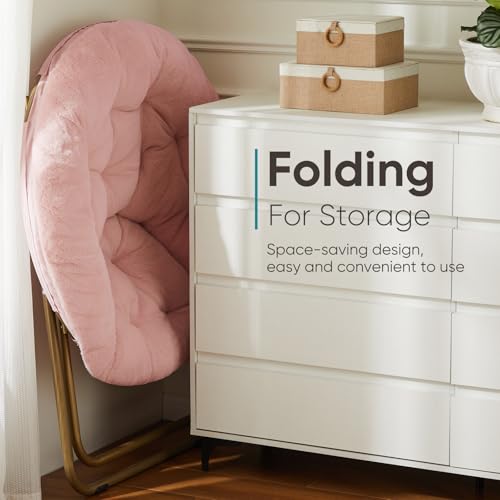 Kawaii Faux Fur Folding Saucer Chair - Pink