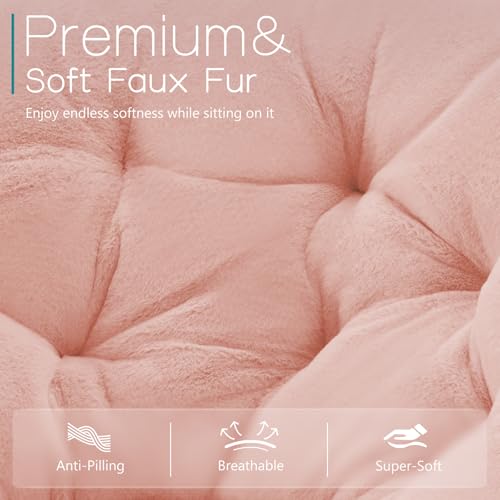 Kawaii Faux Fur Folding Saucer Chair - Pink