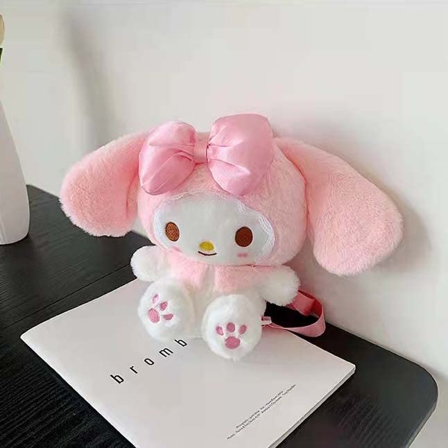 Adorable Pink and White Kawaii Plush Backpack