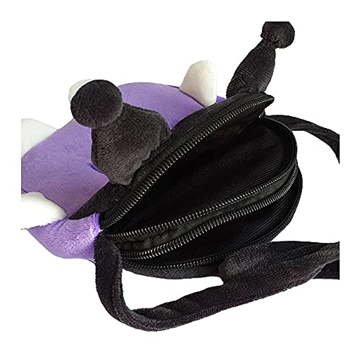 Kuromi Cute Double Zippered Plush Crossbody Bag