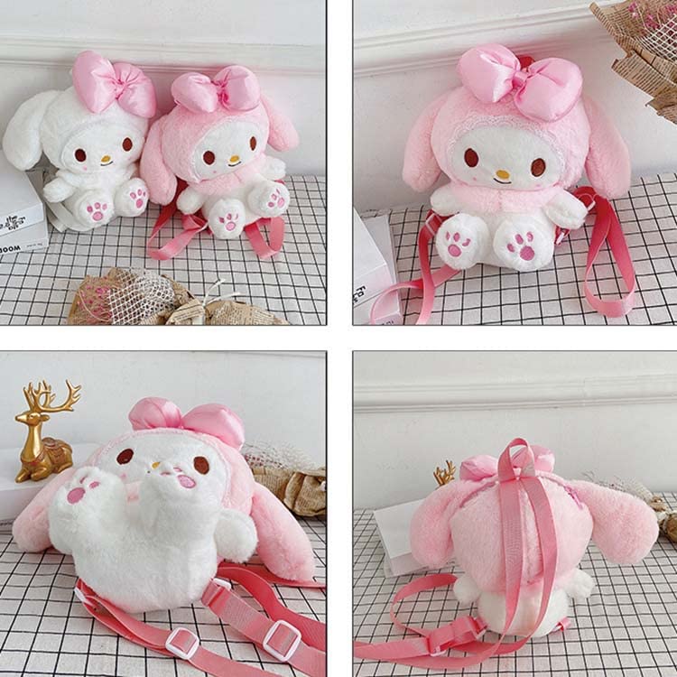 Adorable Pink and White Kawaii Plush Backpack