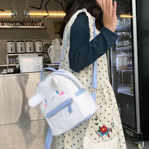 MEEUSKY Pearl-White Cute Plush Dog Backpack