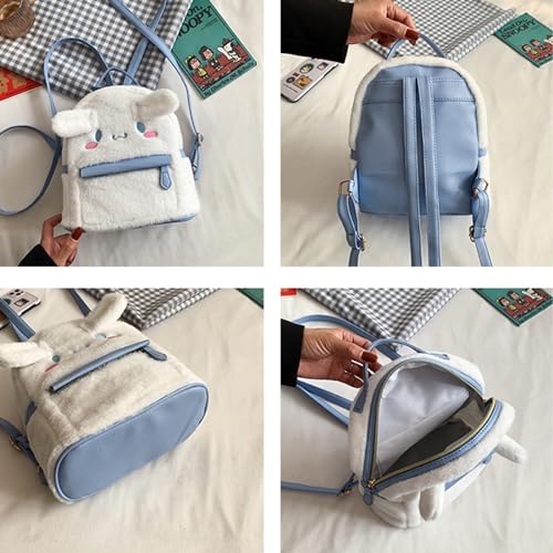MEEUSKY Pearl-White Cute Plush Dog Backpack