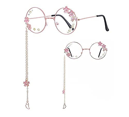 Kawaii Glasses with Chain and Sakura Case