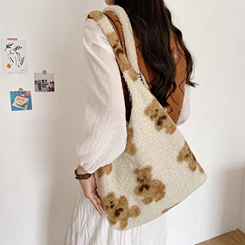 Kawaii Bear Pattern Plush Tote Shoulder Bag