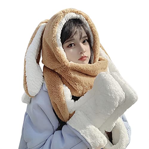 Kawaii Bunny Ears Hat Scarf Gloves Set