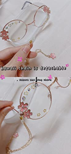 Kawaii Glasses with Chain and Sakura Case