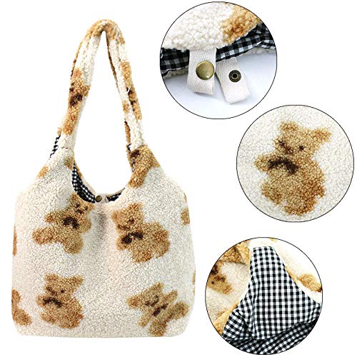 Kawaii Bear Pattern Plush Tote Shoulder Bag