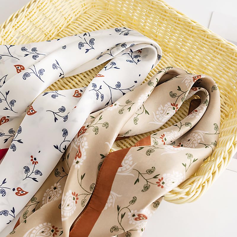 Floral Pink Mini Kawaii Satin Scarf - 27.5