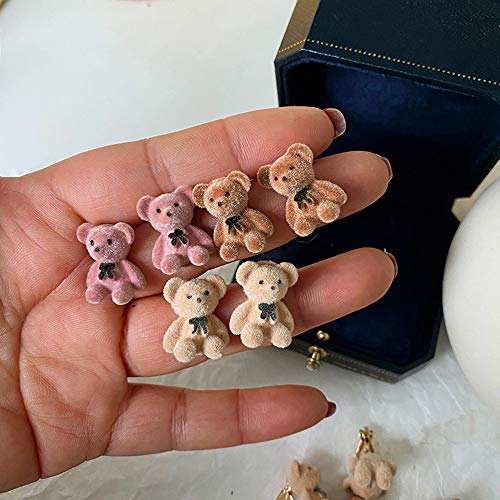 Kawaii Bear Stud Earrings with Cute Bowknot