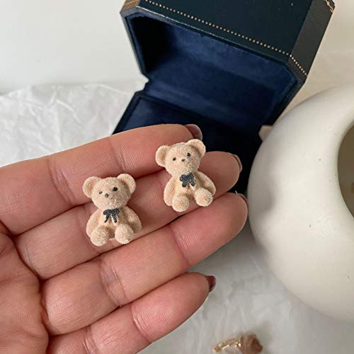 Kawaii Bear Stud Earrings with Cute Bowknot