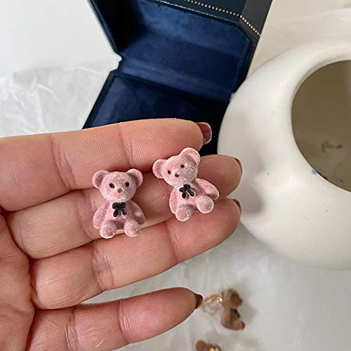 Kawaii Bear Stud Earrings with Cute Bowknot