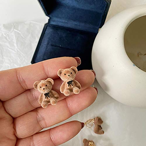Kawaii Bear Stud Earrings with Cute Bowknot