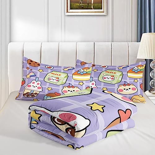 Kawaii Purple Bear Plush Comforter Set