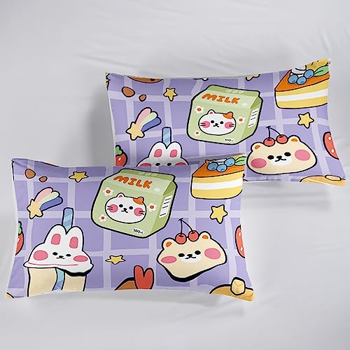 Kawaii Purple Bear Plush Comforter Set