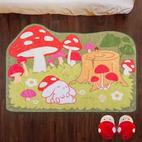 Kawaii Mushroom Rug | Cute Plush Area Carpet