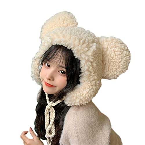 Kawaii Fuzzy Bear Hat with Ear Flaps
