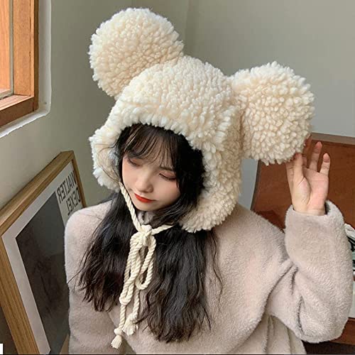 Kawaii Fuzzy Bear Hat with Ear Flaps
