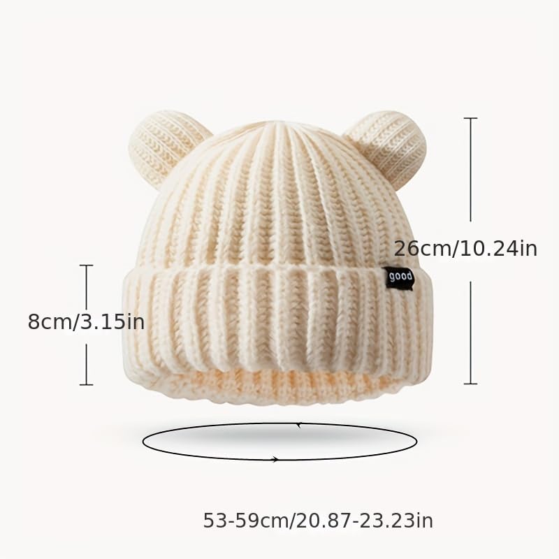 Kawaii Winter Bear Ears Knitted Beanie Hat