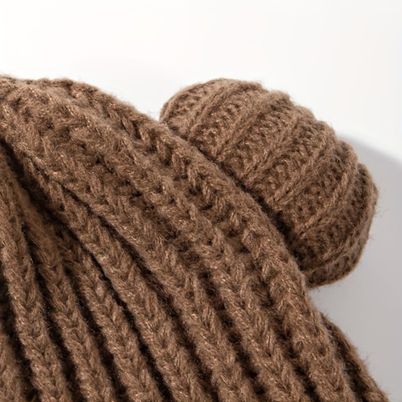 Kawaii Winter Bear Ears Knitted Beanie Hat