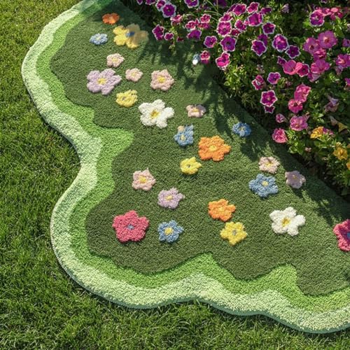 Kawaii Plush Moss Leaf Rug - Soft & Absorbent
