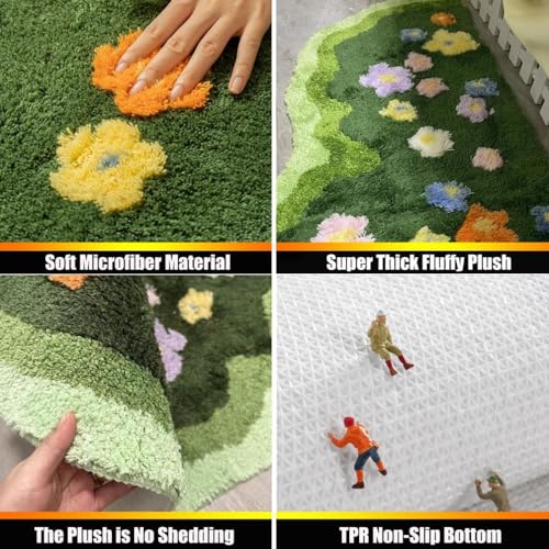 Kawaii Plush Moss Leaf Rug - Soft & Absorbent