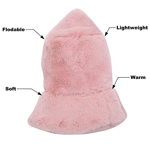 Kawaii Pink Faux Fur Bucket Hat for Women