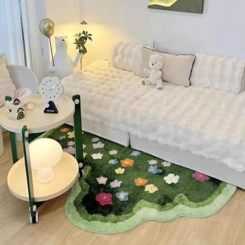 Kawaii Plush Moss Leaf Rug - Soft & Absorbent