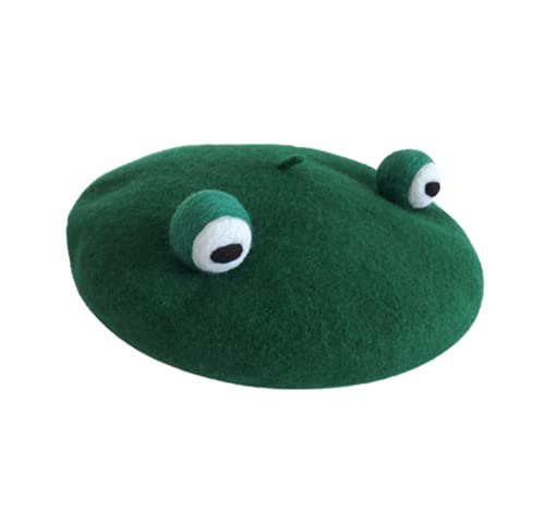 Kawaii Green Frog Beret Winter Cap for Girls