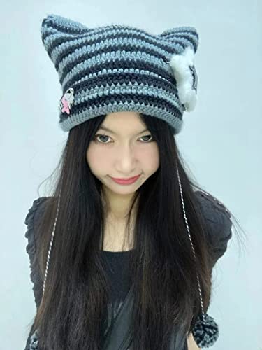 Kawaii Fox Cat Knitted Beanie Hat for Girls