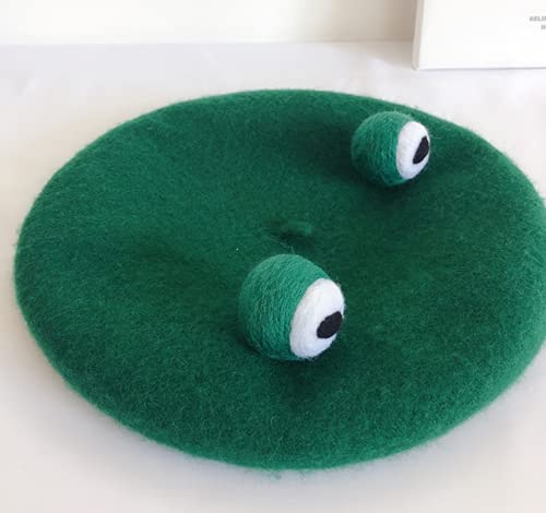 Kawaii Green Frog Beret Winter Cap for Girls