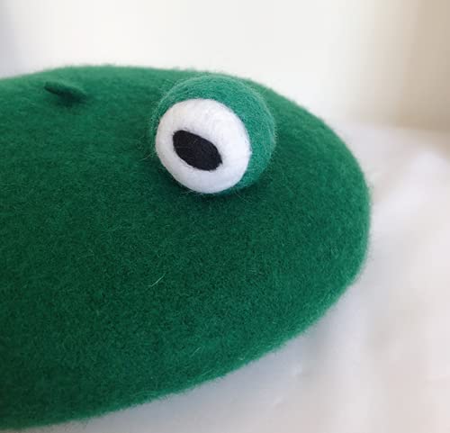 Kawaii Green Frog Beret Winter Cap for Girls
