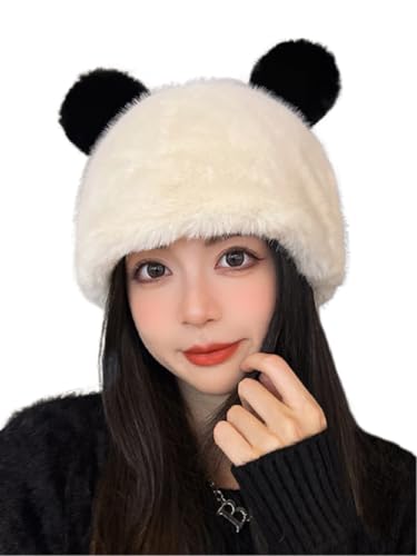 Cute Furry Bear Ear Beanie Hats for Winter