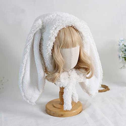 White Kawaii Bunny Ear Fluffy Hat
