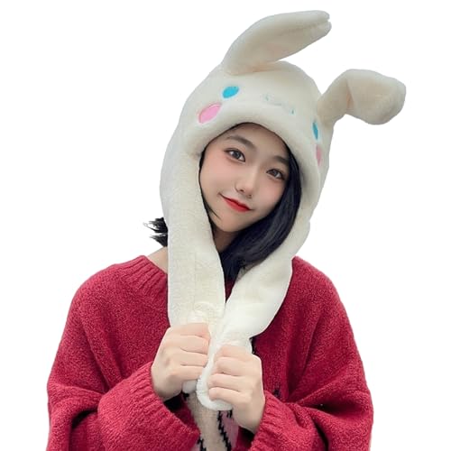 Kawaii Ear-Moving Plush Hat & Scarf Set