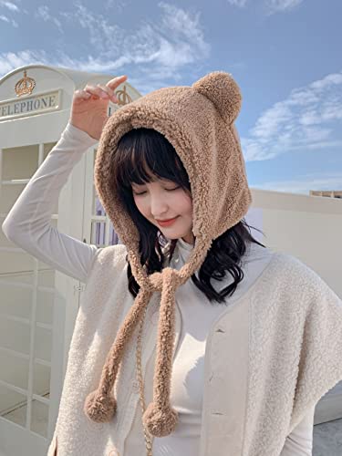Kawaii Bear Ear Furry Winter Beanie Hat