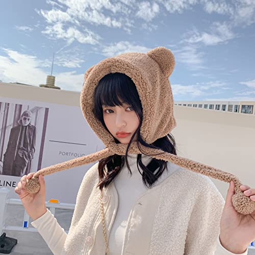 Kawaii Bear Ear Furry Winter Beanie Hat