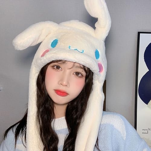 Kawaii Ear-Moving Plush Hat & Scarf Set