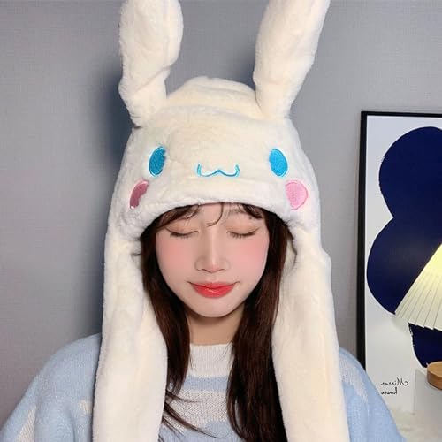 Kawaii Ear-Moving Plush Hat & Scarf Set