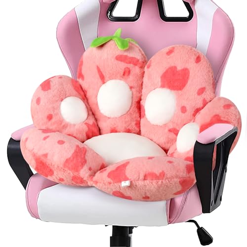 Kawaii Cat Paw Strawberry Cow Plush Cushion
