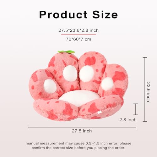 Kawaii Cat Paw Strawberry Cow Plush Cushion