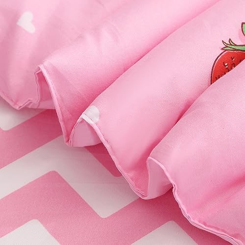 Kawaii Strawberry Plush Bedding Set for Teens