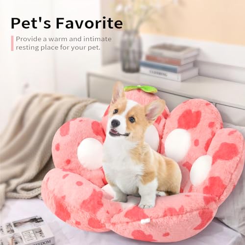 Kawaii Cat Paw Strawberry Cow Plush Cushion